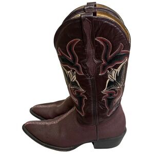 Denver Boots men's  Burgundy Stingray Leather Western Cowboy Boots Sz 7 leather